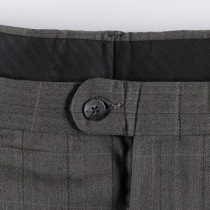 ~90'S Tailor's Bench Check Pattern Two-Pleat Slacks Pants Men's W38 (approx.) Vintage unclear Charcoal Vintage Second Hand