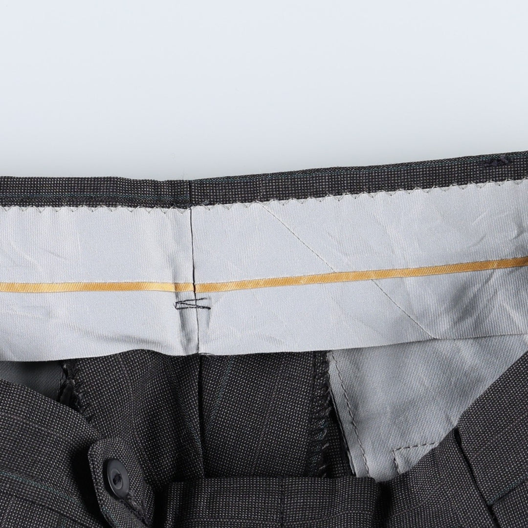 ~90'S Stripe Pattern Three-Pleat Slacks Pants Men's W32 (approx.) Vintage unclear Charcoal Vintage Second Hand