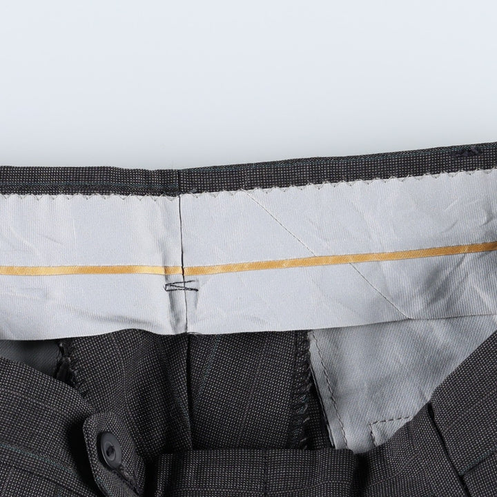 ~90'S Stripe Pattern Three-Pleat Slacks Pants Men's W32 (approx.) Vintage unclear Charcoal Vintage Second Hand
