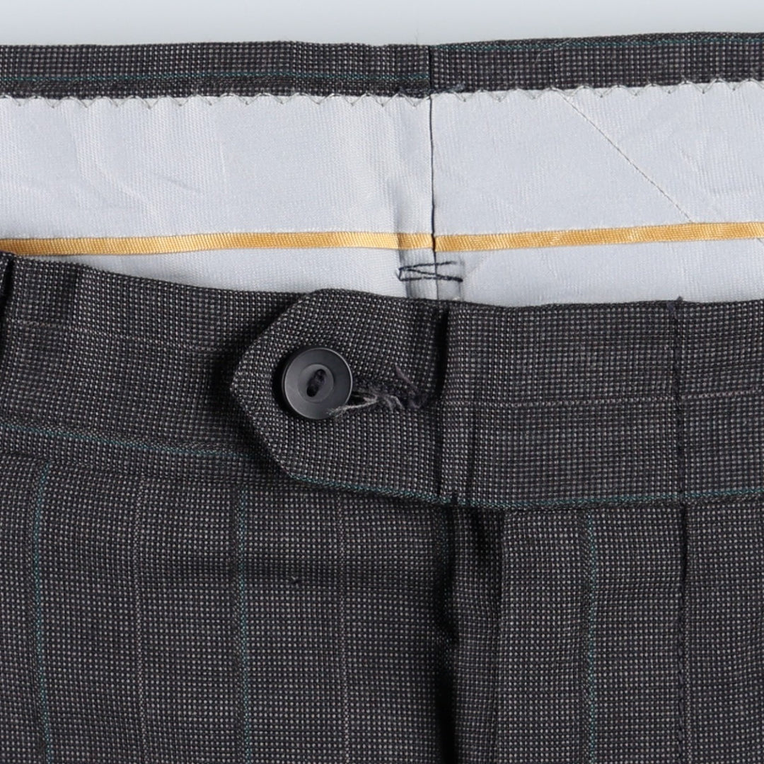 ~90'S Stripe Pattern Three-Pleat Slacks Pants Men's W32 (approx.) Vintage unclear Charcoal Vintage Second Hand