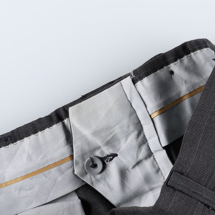 ~90'S Stripe Pattern Three-Pleat Slacks Pants Men's W32 (approx.) Vintage unclear Charcoal Vintage Second Hand