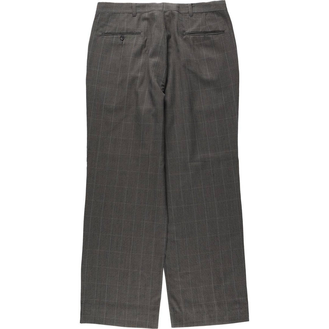 ~90'S Check Pattern All-Over Print Two-Pleat Slacks Pants Men's W34 Equivalent Vintage unclear gray type Vintage Second Hand