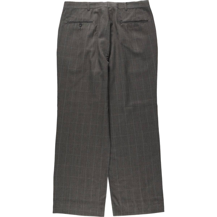 ~90'S Check Pattern All-Over Print Two-Pleat Slacks Pants Men's W34 Equivalent Vintage unclear gray type Vintage Second Hand