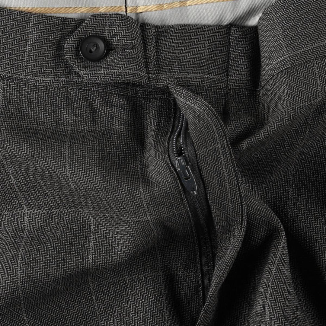 ~90'S Check Pattern All-Over Print Two-Pleat Slacks Pants Men's W34 Equivalent Vintage unclear gray type Vintage Second Hand
