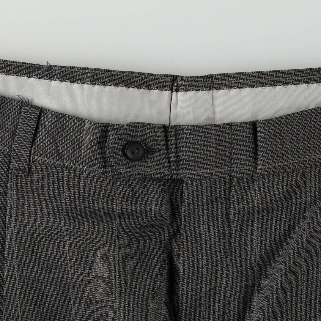 ~90'S Check Pattern All-Over Print Two-Pleat Slacks Pants Men's W34 Equivalent Vintage unclear gray type Vintage Second Hand