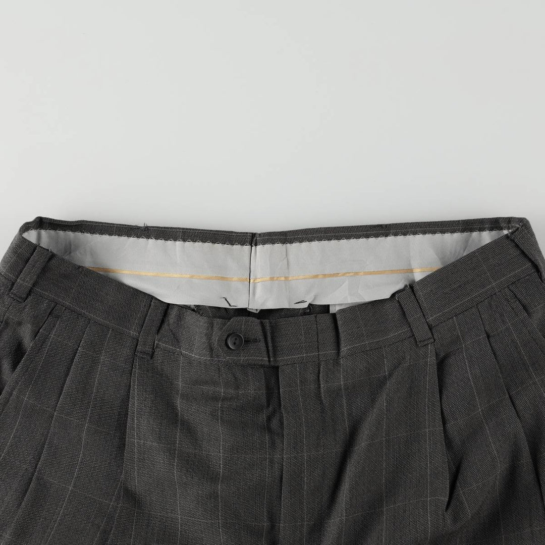 ~90'S Check Pattern All-Over Print Two-Pleat Slacks Pants Men's W34 Equivalent Vintage unclear gray type Vintage Second Hand