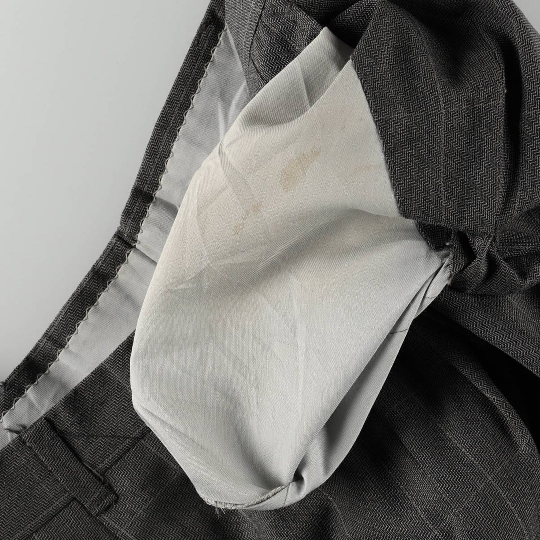 ~90'S Check Pattern All-Over Print Two-Pleat Slacks Pants Men's W34 Equivalent Vintage unclear gray type Vintage Second Hand
