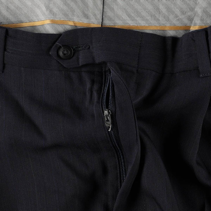 ~90'S Stripe Pattern Two-pleat Slacks Pants Men's W34 Vintage unclear navy blue type Vintage Second Hand