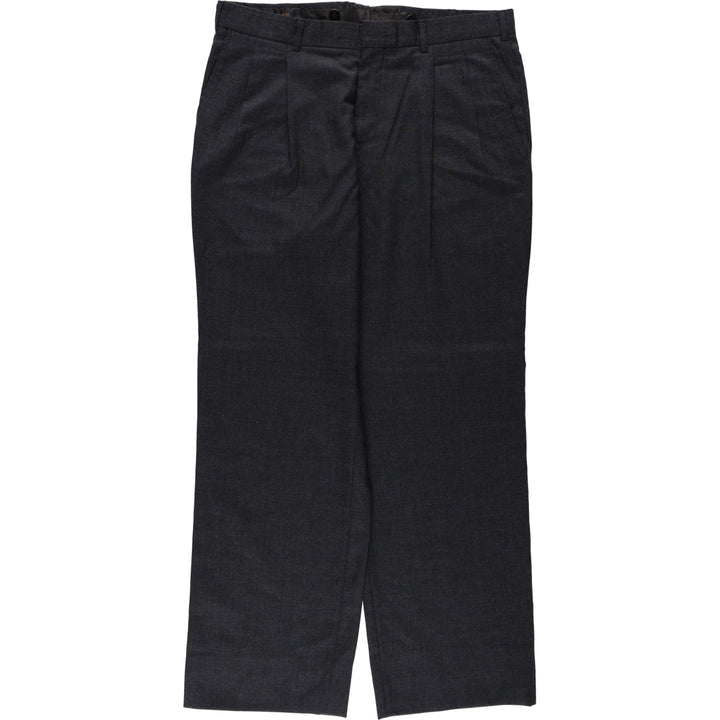 ~1990'S Deansgate Tailors Row Worsteds Two-Pleat Wool Trousers, Made in USA, Men's W34 (approx.), Vintage wool Charcoal Vintage Second Hand