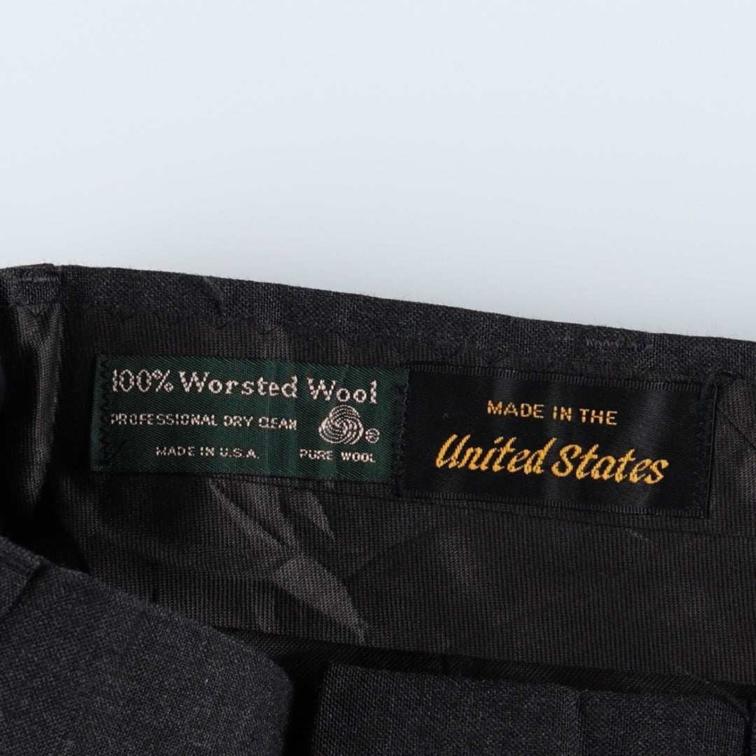 ~1990'S Deansgate Tailors Row Worsteds Two-Pleat Wool Trousers, Made in USA, Men's W34 (approx.), Vintage wool Charcoal Vintage Second Hand