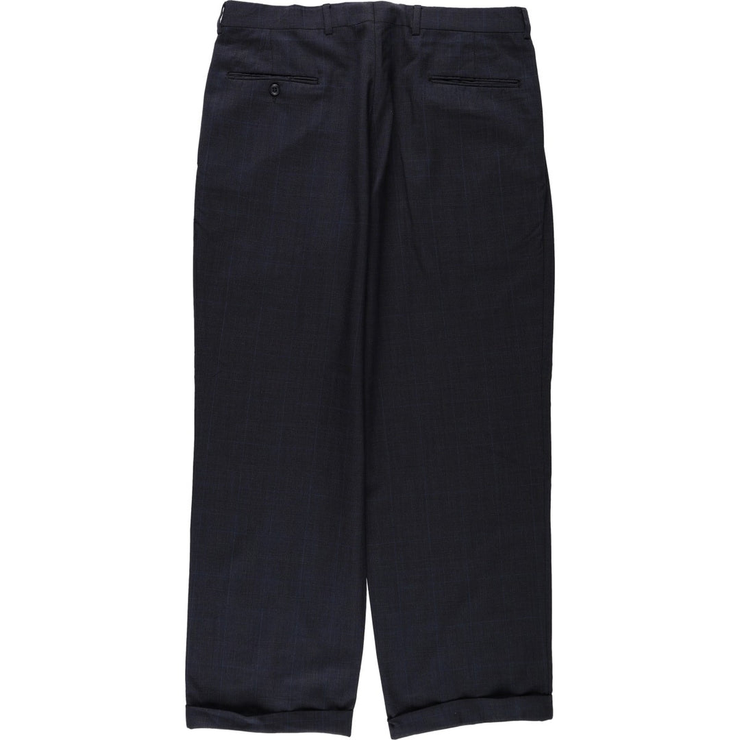 JOS. A. BANK Check Pattern Two-Pleat Wool Trousers, Made in USA, Men's Size W35 (approx.) wool Charcoal Vintage Second Hand