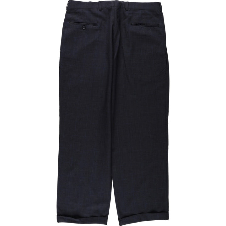 JOS. A. BANK Check Pattern Two-Pleat Wool Trousers, Made in USA, Men's Size W35 (approx.) wool Charcoal Vintage Second Hand