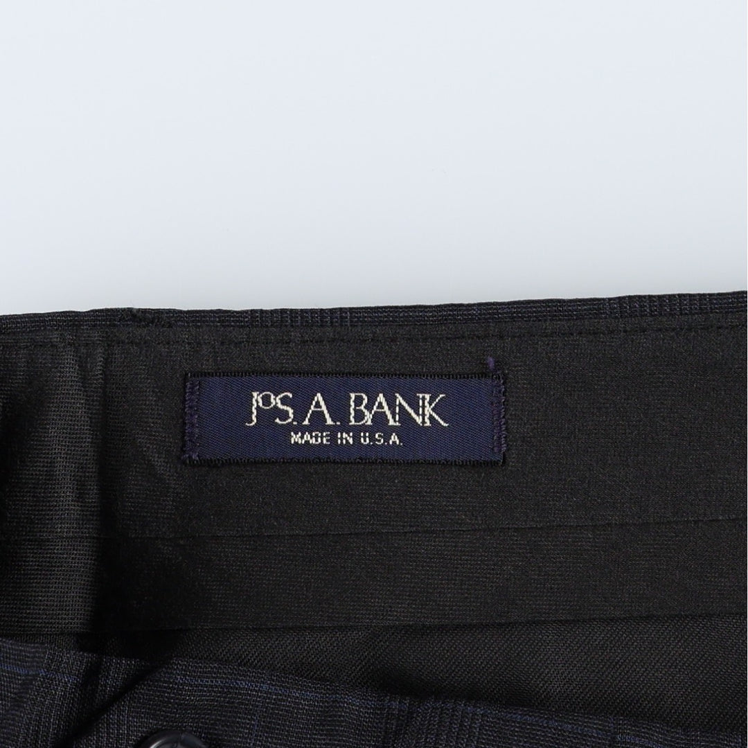 JOS. A. BANK Check Pattern Two-Pleat Wool Trousers, Made in USA, Men's Size W35 (approx.) wool Charcoal Vintage Second Hand