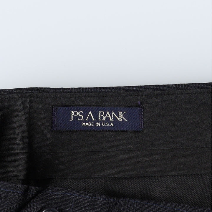 JOS. A. BANK Check Pattern Two-Pleat Wool Trousers, Made in USA, Men's Size W35 (approx.) wool Charcoal Vintage Second Hand