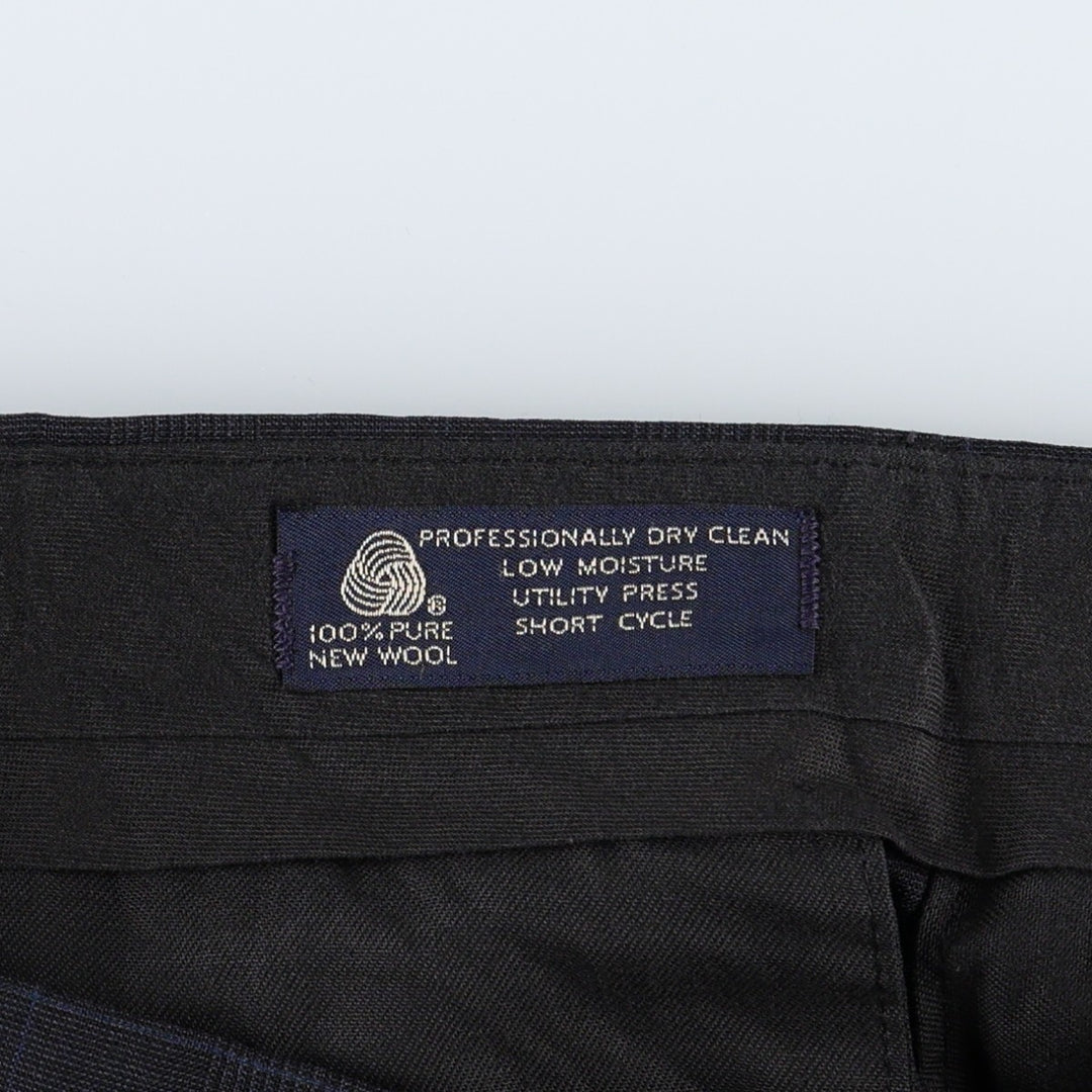 JOS. A. BANK Check Pattern Two-Pleat Wool Trousers, Made in USA, Men's Size W35 (approx.) wool Charcoal Vintage Second Hand