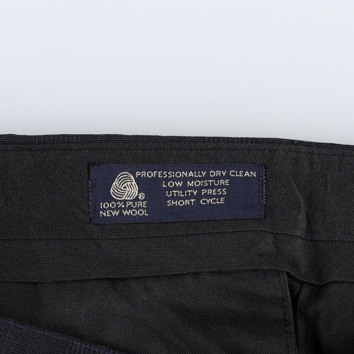 JOS. A. BANK Check Pattern Two-Pleat Wool Trousers, Made in USA, Men's Size W35 (approx.) wool Charcoal Vintage Second Hand
