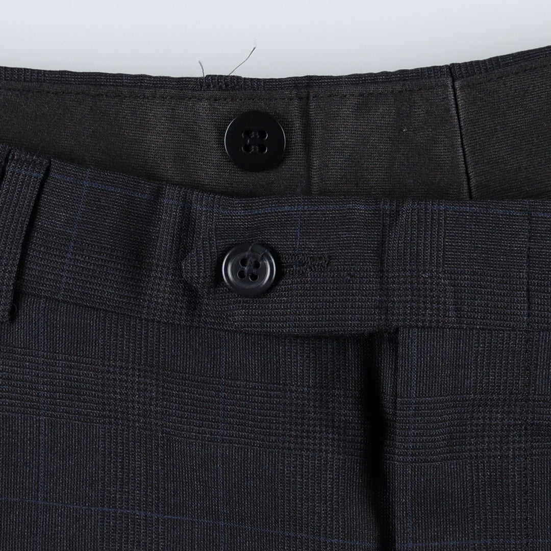 JOS. A. BANK Check Pattern Two-Pleat Wool Trousers, Made in USA, Men's Size W35 (approx.) wool Charcoal Vintage Second Hand