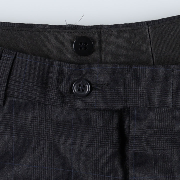 JOS. A. BANK Check Pattern Two-Pleat Wool Trousers, Made in USA, Men's Size W35 (approx.) wool Charcoal Vintage Second Hand