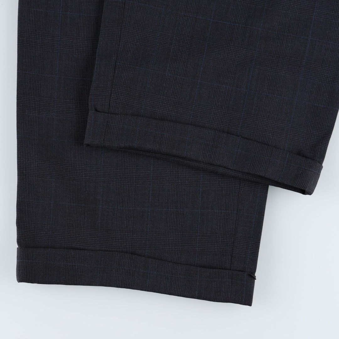 JOS. A. BANK Check Pattern Two-Pleat Wool Trousers, Made in USA, Men's Size W35 (approx.) wool Charcoal Vintage Second Hand