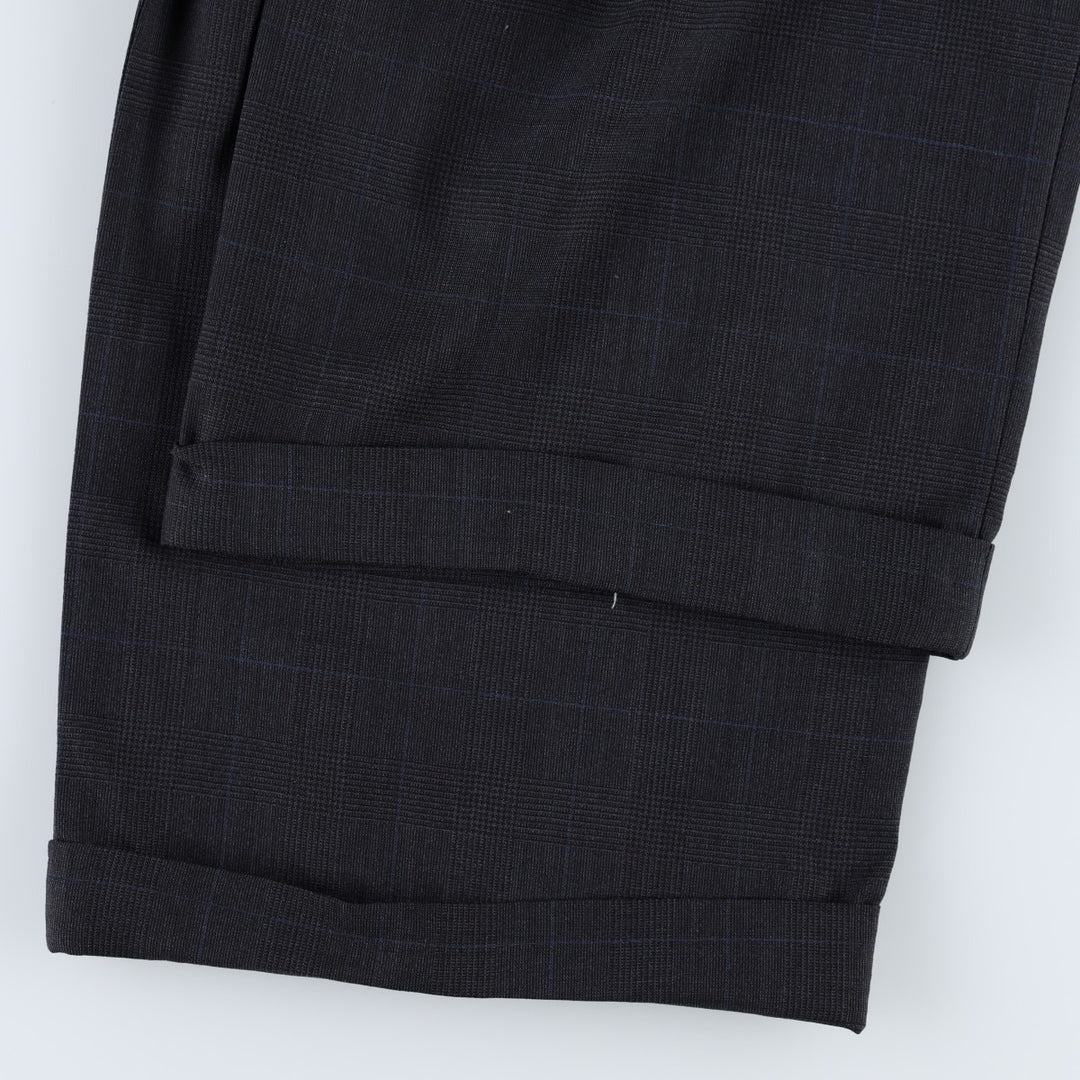 JOS. A. BANK Check Pattern Two-Pleat Wool Trousers, Made in USA, Men's Size W35 (approx.) wool Charcoal Vintage Second Hand