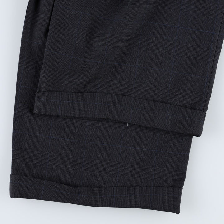 JOS. A. BANK Check Pattern Two-Pleat Wool Trousers, Made in USA, Men's Size W35 (approx.) wool Charcoal Vintage Second Hand