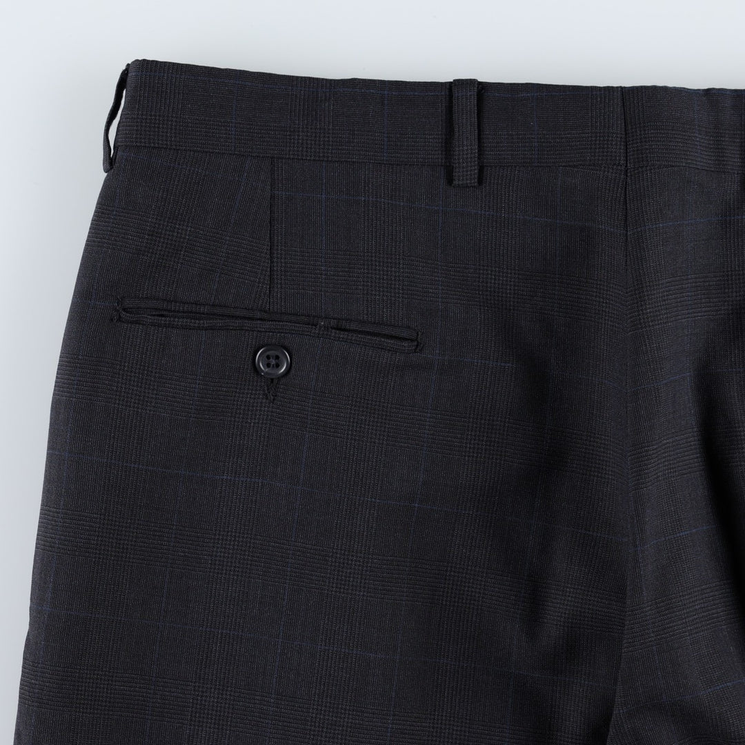 JOS. A. BANK Check Pattern Two-Pleat Wool Trousers, Made in USA, Men's Size W35 (approx.) wool Charcoal Vintage Second Hand