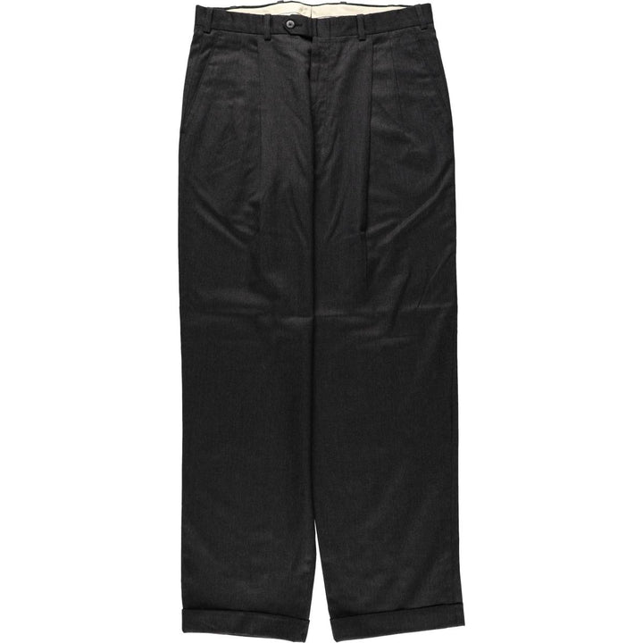 JB Britches NORDSTROM Two-Pleat Wool Trousers, Made in USA, Men's Size W34 (approx.), Vintage wool Charcoal Vintage Second Hand