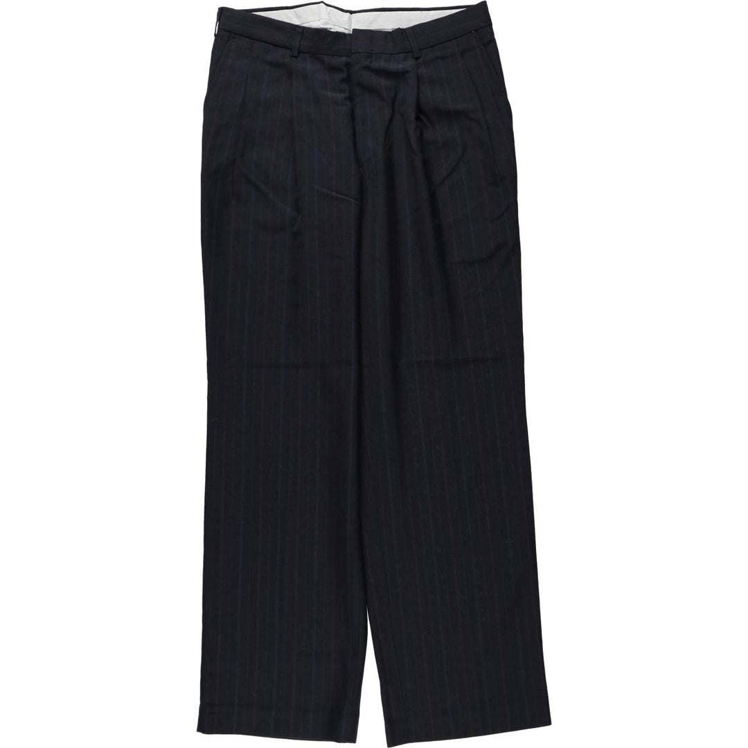 80s-90'S Towncraft Stripe Pattern Two-Pleat Slacks Pants, Made in USA, Men's W31 (approx.), Vintage unclear navy blue type Vintage Second Hand