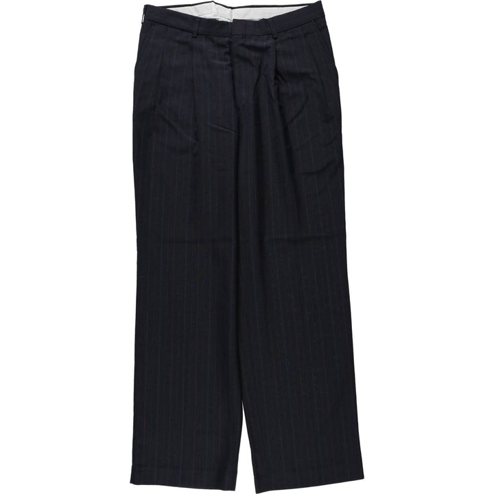80s-90'S Towncraft Stripe Pattern Two-Pleat Slacks Pants, Made in USA, Men's W31 (approx.), Vintage unclear navy blue type Vintage Second Hand