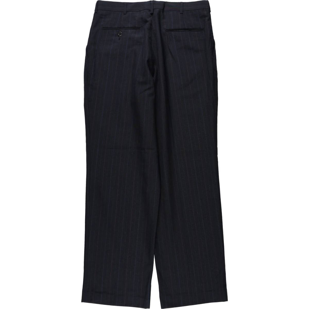 80s-90'S Towncraft Stripe Pattern Two-Pleat Slacks Pants, Made in USA, Men's W31 (approx.), Vintage unclear navy blue type Vintage Second Hand