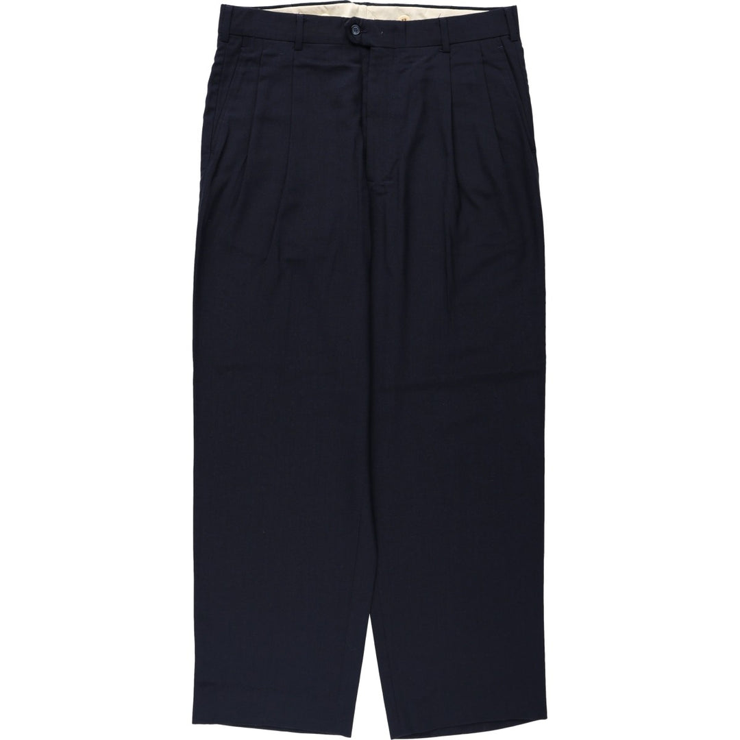 Benchley Ltd. Two-pleat slacks, made in USA, men's size W33 equivalent, vintage. unclear navy blue type Vintage Second Hand
