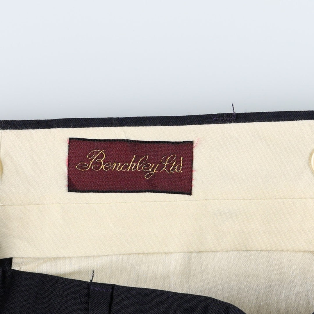 Benchley Ltd. Two-pleat slacks, made in USA, men's size W33 equivalent, vintage. unclear navy blue type Vintage Second Hand