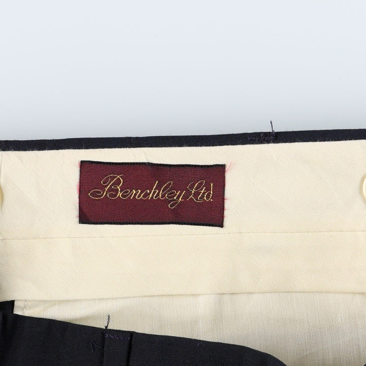 Benchley Ltd. Two-pleat slacks, made in USA, men's size W33 equivalent, vintage. unclear navy blue type Vintage Second Hand