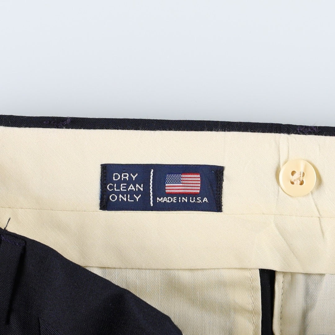 Benchley Ltd. Two-pleat slacks, made in USA, men's size W33 equivalent, vintage. unclear navy blue type Vintage Second Hand