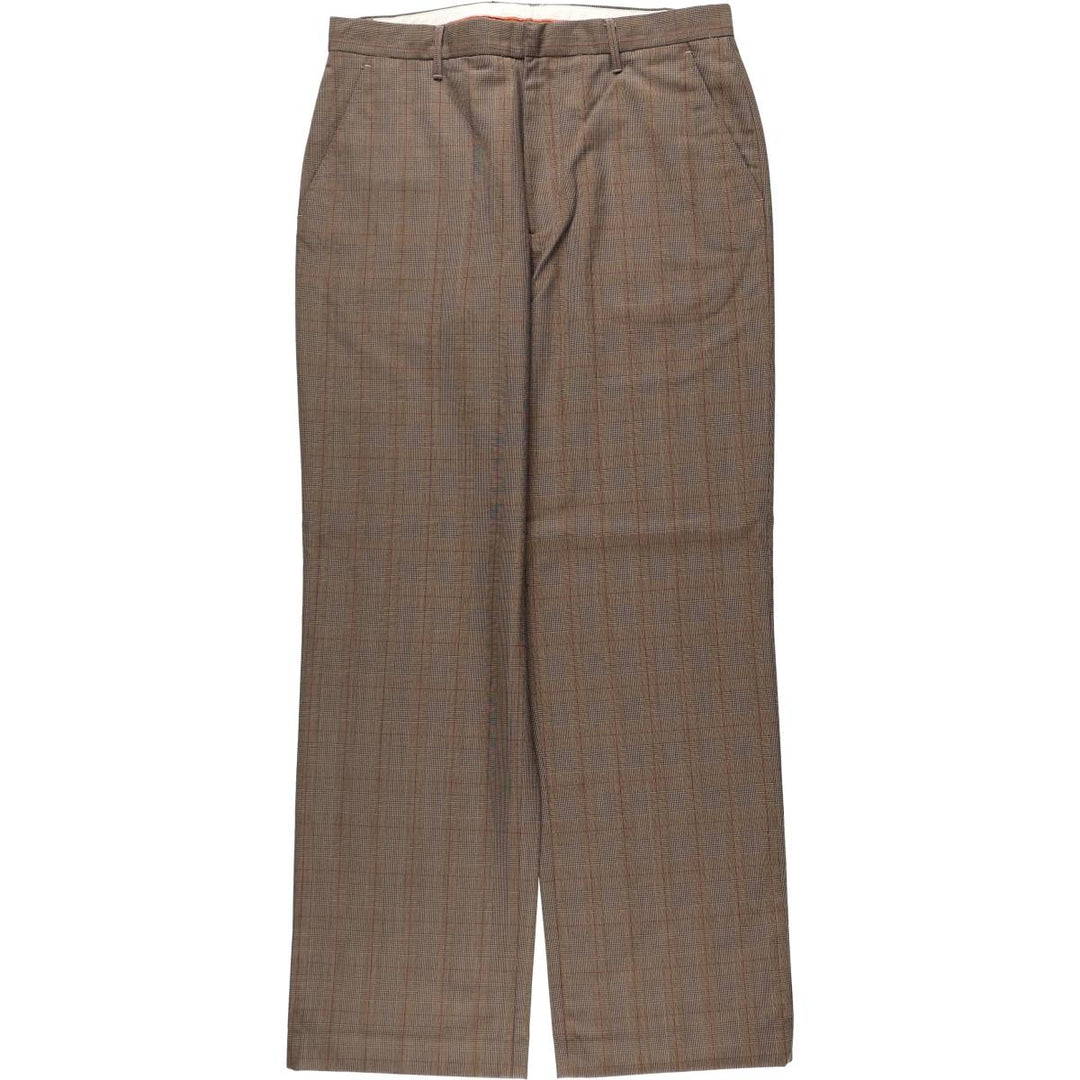 Michael Kors check pattern slacks pants for men, size W35 (approx.) polyester dark chocolate Vintage Second Hand