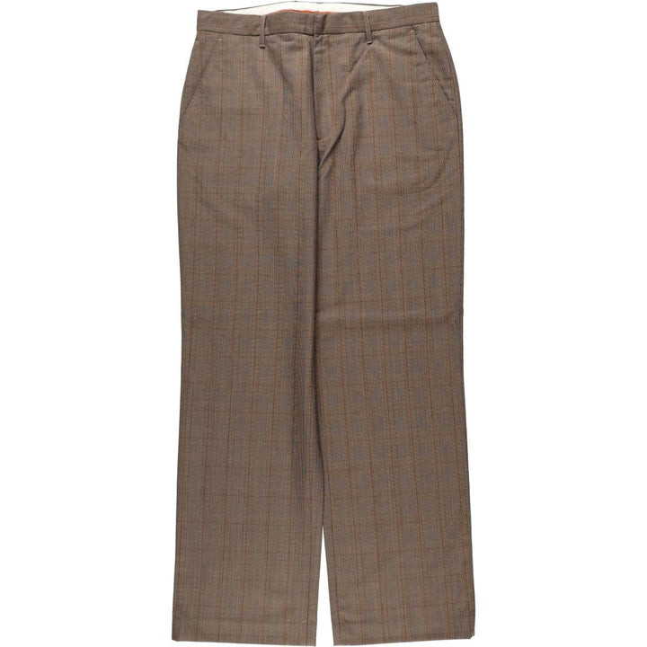 Michael Kors check pattern slacks pants for men, size W35 (approx.) polyester dark chocolate Vintage Second Hand