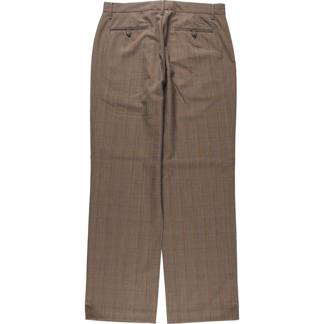Michael Kors check pattern slacks pants for men, size W35 (approx.) polyester dark chocolate Vintage Second Hand