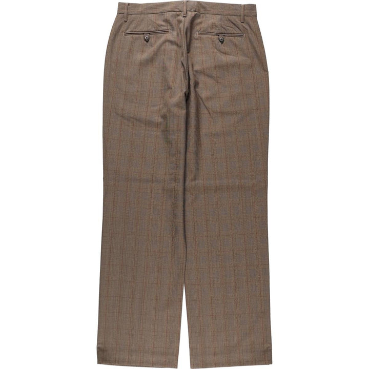 Michael Kors check pattern slacks pants for men, size W35 (approx.) polyester dark chocolate Vintage Second Hand