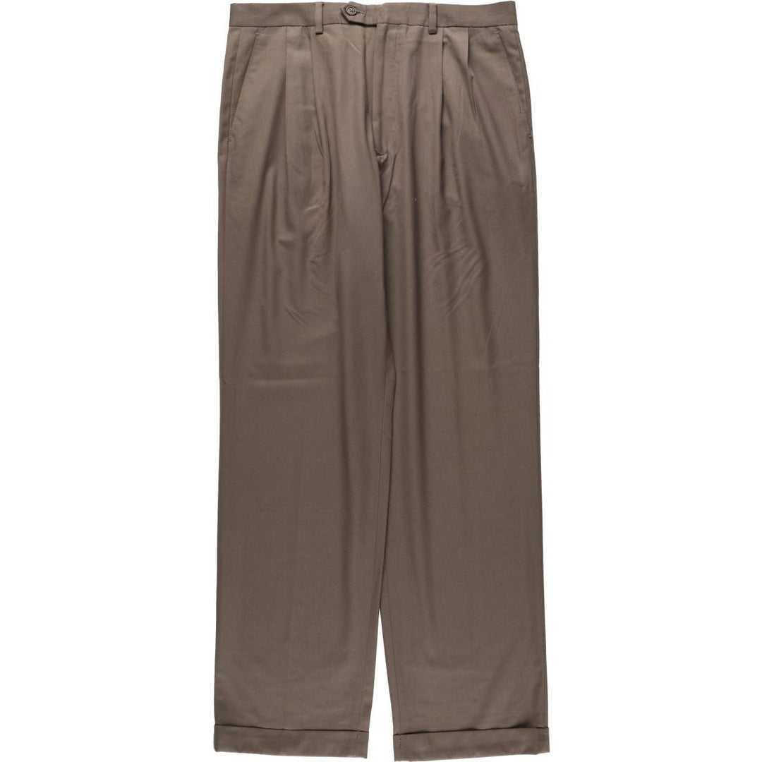 Ralph Lauren LAUREN Two-pleat Slacks, Men's, Size W34 polyester brown type Vintage Second Hand