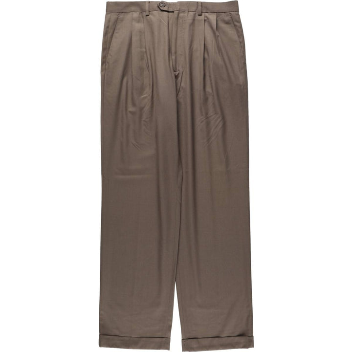 Ralph Lauren LAUREN Two-pleat Slacks, Men's, Size W34 polyester brown type Vintage Second Hand