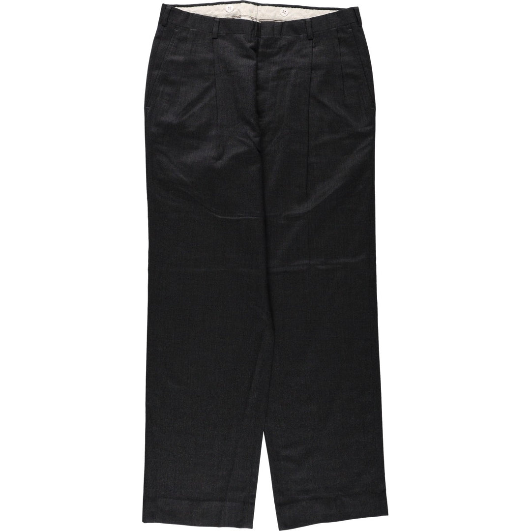 ~1990'S Hart Schaffner Marx Two-Pleat Wool Trousers, Men's Size W34 (approx.), Vintage wool Charcoal Vintage Second Hand