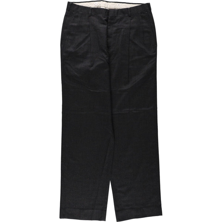 ~1990'S Hart Schaffner Marx Two-Pleat Wool Trousers, Men's Size W34 (approx.), Vintage wool Charcoal Vintage Second Hand