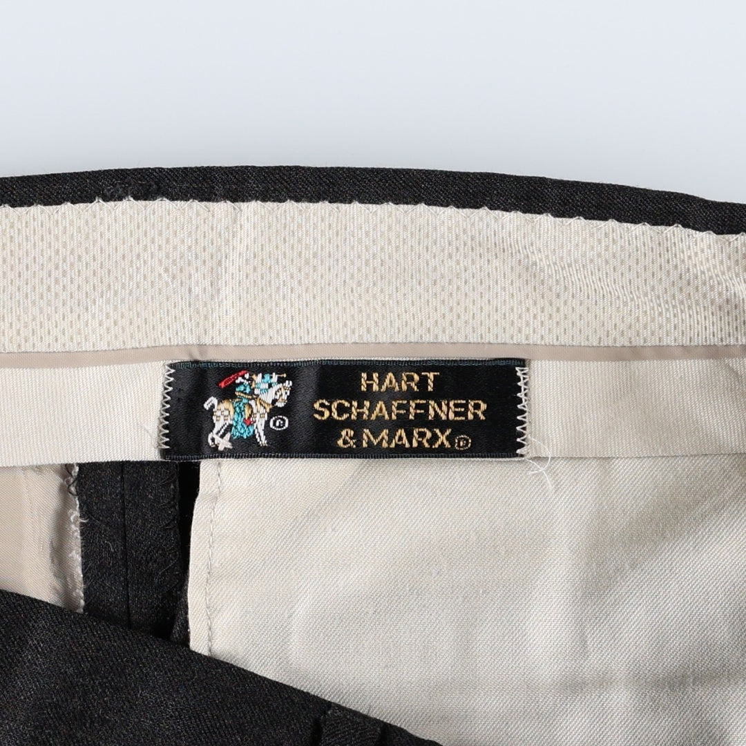 ~1990'S Hart Schaffner Marx Two-Pleat Wool Trousers, Men's Size W34 (approx.), Vintage wool Charcoal Vintage Second Hand