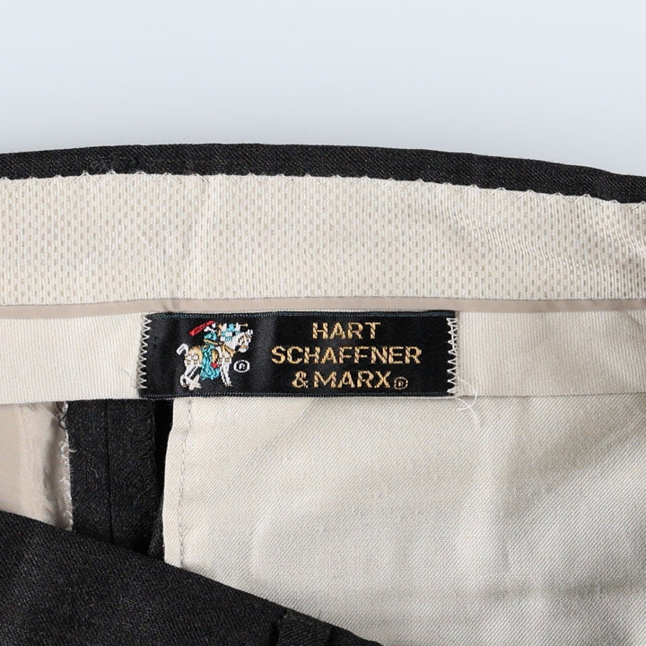 ~1990'S Hart Schaffner Marx Two-Pleat Wool Trousers, Men's Size W34 (approx.), Vintage wool Charcoal Vintage Second Hand