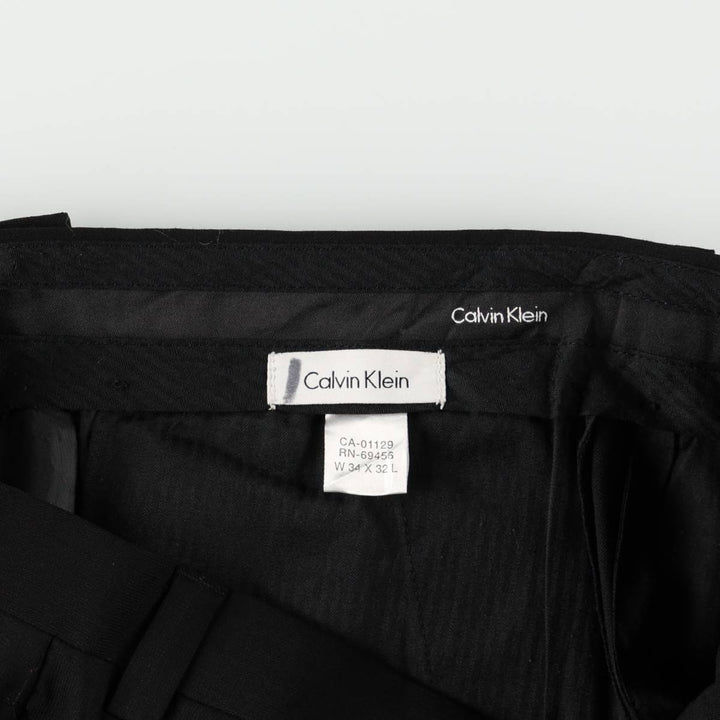 Calvin Klein wool trousers, single pleat, men's size W34 (approx.) wool black type Vintage Second Hand