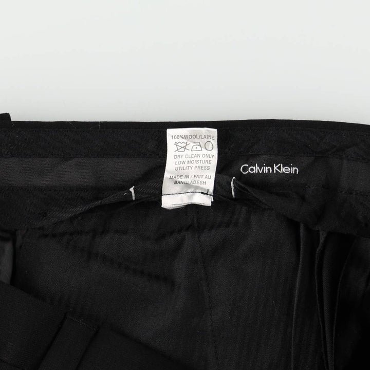 Calvin Klein wool trousers, single pleat, men's size W34 (approx.) wool black type Vintage Second Hand