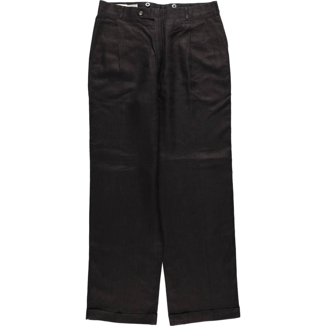 ~90'S BARRY BRICKEN Two-Pleat Slacks Pants Men's W34 (approx.) Vintage unclear black type Vintage Second Hand