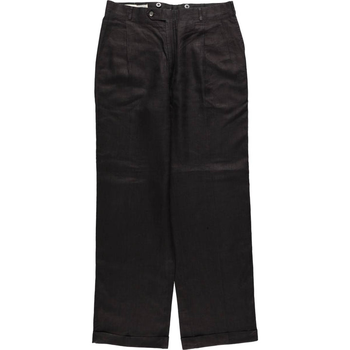 ~90'S BARRY BRICKEN Two-Pleat Slacks Pants Men's W34 (approx.) Vintage unclear black type Vintage Second Hand