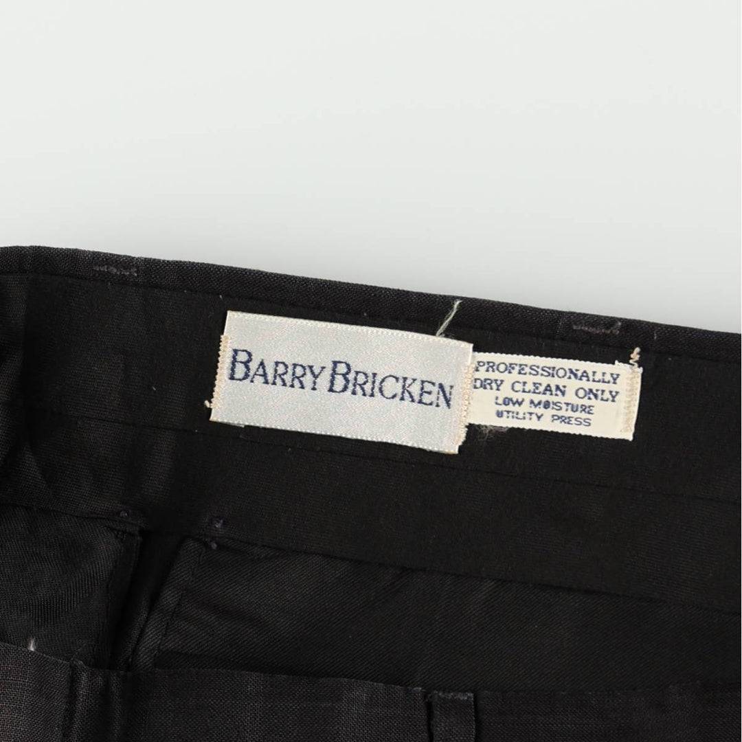~90'S BARRY BRICKEN Two-Pleat Slacks Pants Men's W34 (approx.) Vintage unclear black type Vintage Second Hand