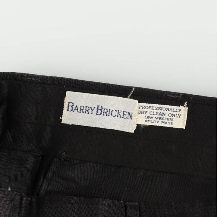 ~90'S BARRY BRICKEN Two-Pleat Slacks Pants Men's W34 (approx.) Vintage unclear black type Vintage Second Hand